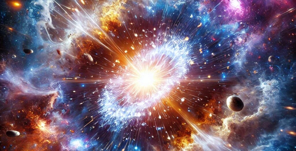 Cosmic galaxy formation representing scientific research into how old is the universe.