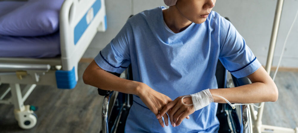 A cancer patient receives treatment