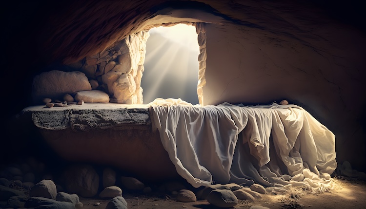 Jesus' empty tomb and abandoned graveclothes.