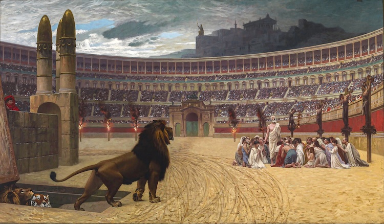 Apostles face death in a Roman arena for their beliefs, giving credibility to their testimony of the resurrection of Jesus.