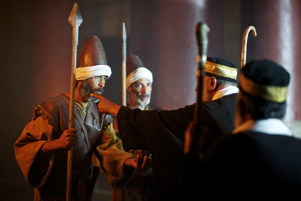 Jewish religious leaders plot Jesus’ arrest, highlighting the events that led to Jesus being crucified.