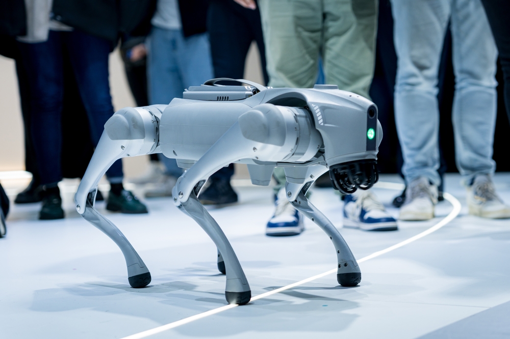 Robotic dog demonstration highlighting real-world applications and the ethics of artificial intelligence.