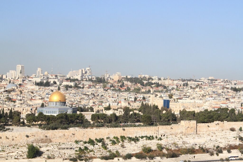View of Jerusalem’s Old City with the Dome of the Rock, a location central to the history of Christianity.