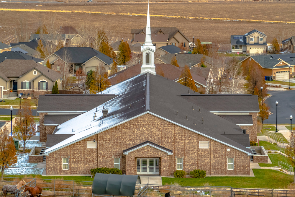 Exterior of an LDS ward church building.