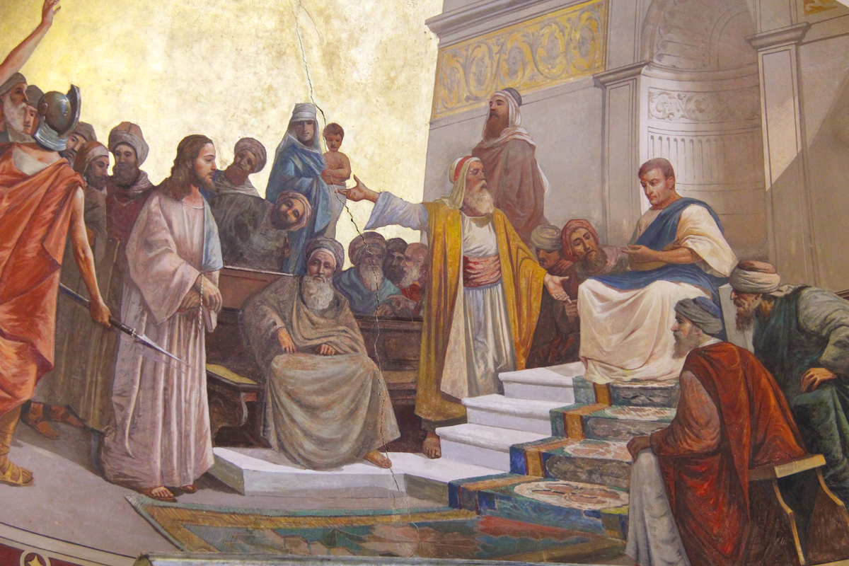 Pilate at Jesus' trial, asking the question "What is truth?"