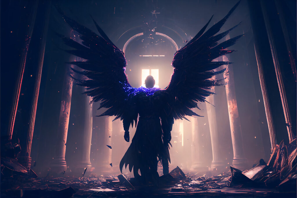 a graphical picture of guardian angels reflecting what Jesus said about angels
