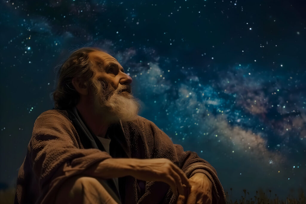 A depiction of Abraham—whose life exemplified faith—gazing at a star-filled sky.