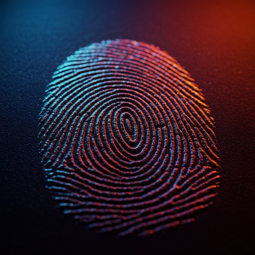 Fingerprint detail representing evidence, identity, and the search for Biblical truth.